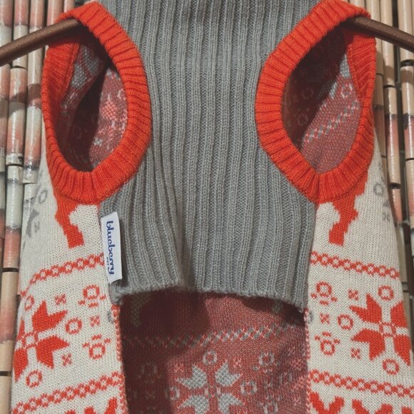 Blueberry Pet Dog Sweater, Turtleneck Knit Sweater, Fair Isle Reindeer Orange, L - Picture 5 of 13